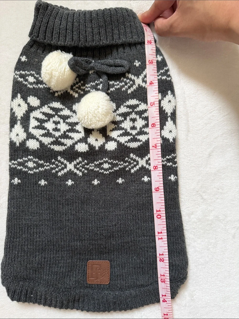 Cozy Black & Cream Knit Dog Sweater with Pom Poms